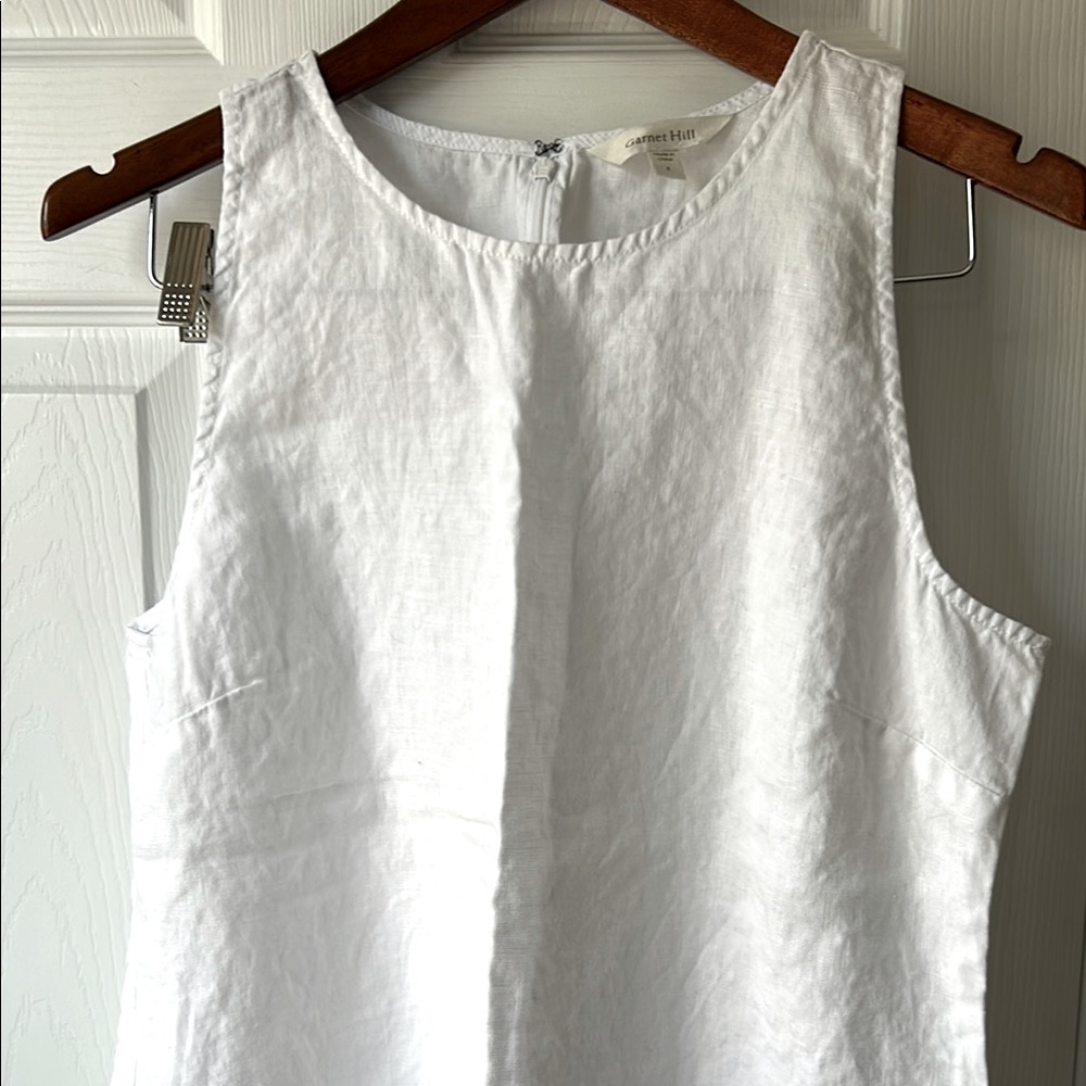 Garnet Hill Linen Fringe-Hem A-Line Dress white size 8 - Picture 4 of 9